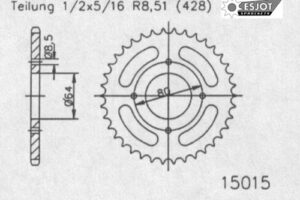ZAHNKRANZ STAHL 428 (50-15015-39 / JTR838.39)