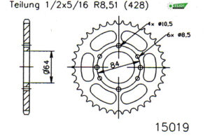 ZAHNKRANZ STAHL 428 (50-15019-47 / JTR809.47)