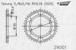 ZAHNKRANZ STAHL 525 (50-29001-39 / JTR300.39)