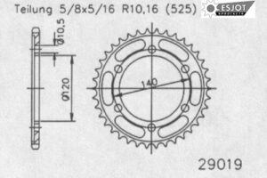ZAHNKRANZ STAHL 525 (50-29019-44 / JTR498.44)