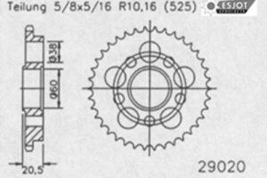 ZAHNKRANZ STAHL 525 (50-29020-38)