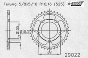 ZAHNKRANZ STAHL 525 (50-29022-45 / JTR702.45)