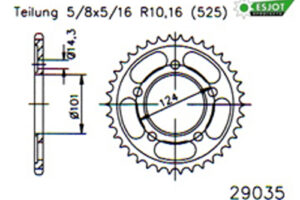 ZAHNKRANZ STAHL 525 (50-29035-44 / JTR898.44)