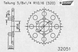 ZAHNKRANZ STAHL 520 (50-32051-39)