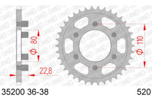 ZAHNKRANZ STAHL 520 (35200-37 / 50-32052-37 / JTR19.37)