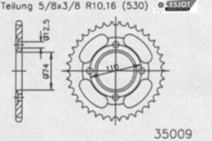 ZAHNKRANZ STAHL 530 (50-35009-39)
