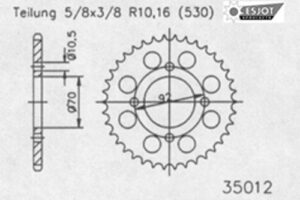 ZAHNKRANZ STAHL 530 (50-35012-35 / JTR476.35)