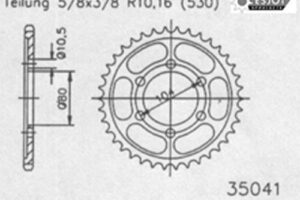 ZAHNKRANZ STAHL 530 (16604-45 / 50-35041-45 / JTR488.45)