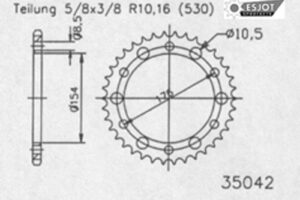 ZAHNKRANZ STAHL 530 (50-35042-45 / JTR1340.45)