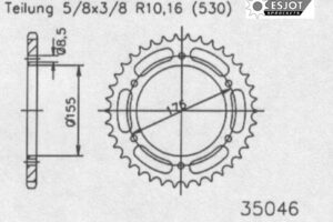 ZAHNKRANZ STAHL 530 (86601-44 / 50-35046-44 / JTR2011.44)