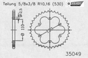 ZAHNKRANZ STAHL 530 (92502-40 / 50-35049-40)