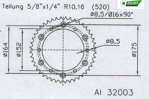 ZAHNKRANZ ALU 520 (13508N-49 / 51-32003-49 / JTA853.49)