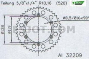 ZAHNKRANZ ALU 520 (93501-50 / 51-32209-50)