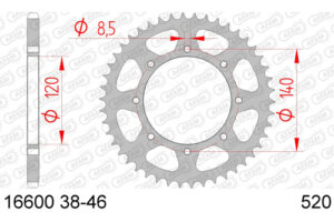 ZAHNKRANZ STAHL 520 (16600-38 / 50-32028-38 / JTR487.38)
