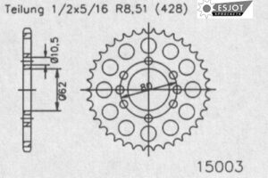 ZAHNKRANZ STAHL 428 (50-15003-54 / JTR843.54)
